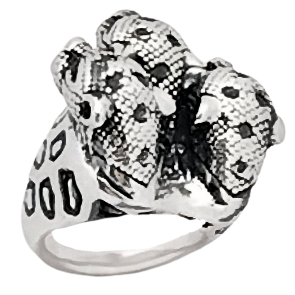 Three Cheetah Head Sterling Silver Ring | 10 Grams | Size 8 | NWOT - Picture 5 of 9